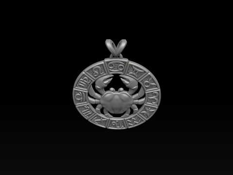 Horoscope Cancer Pendant v2 3D print model 3D Print Model