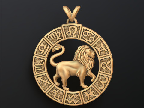 Horoscope Leo Pendant v2 3D print model Model Cetak 3D