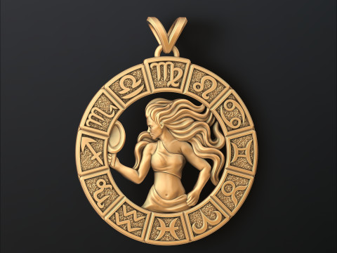 Horoscope Virgo Pendant v2 3D print model Model Cetak 3D