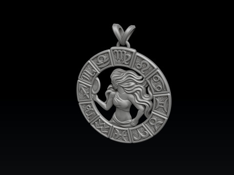 Horoscope Virgo Pendant v2 3D print model Modelo de Impressão 3D