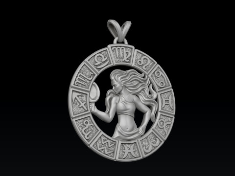 Horoscope Virgo Pendant v2 3D print model Modelo de Impressão 3D
