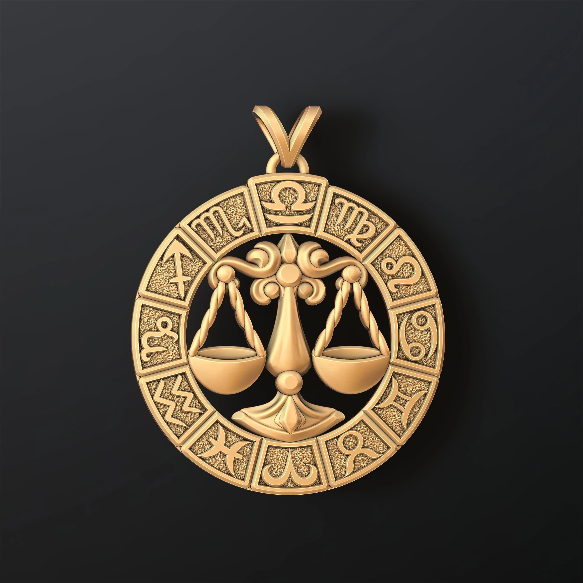 ホロスコープ 天秤座ペンダント v2 3D プリント モデル 3Dプリントモデル .c4d .max .obj .3ds .fbx .stl .blend 