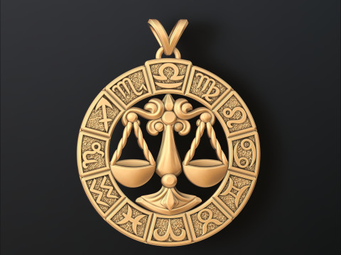 Horoscope Libra Pendant v2 3D print model Model Cetak 3D