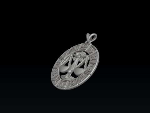 Horoscope Libra Pendant v2 3D print model 3D Print Model