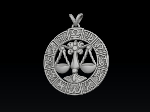 Horoscope Libra Pendant v2 3D print model 3D Print Model
