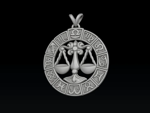 ホロスコープ 天秤座ペンダント v2 3D プリント モデル 3Dプリントモデル