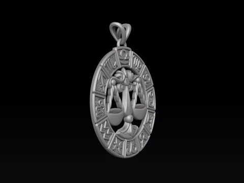 ホロスコープ 天秤座ペンダント v2 3D プリント モデル 3Dプリントモデル