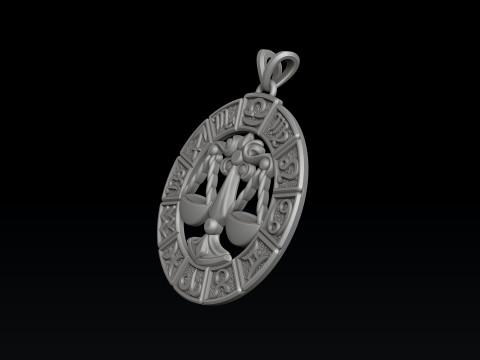 Horoscope Libra Pendant v2 3D print model 3D Print Model