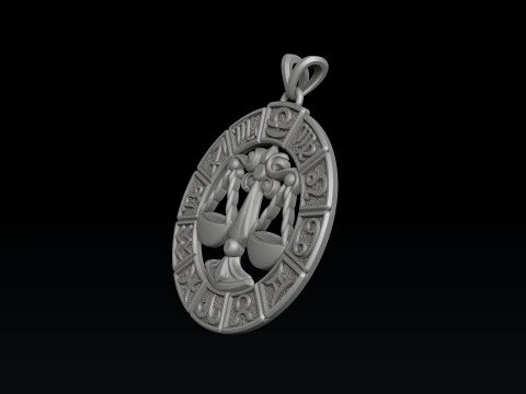 ホロスコープ 天秤座ペンダント v2 3D プリント モデル 3Dプリントモデル
