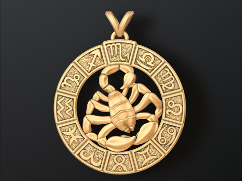 Horoscope Scorpion Pendant v2 3D print model Model Cetak 3D
