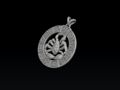 Horoscope Scorpion Pendant v2 3D print model 3D 프린트 모델