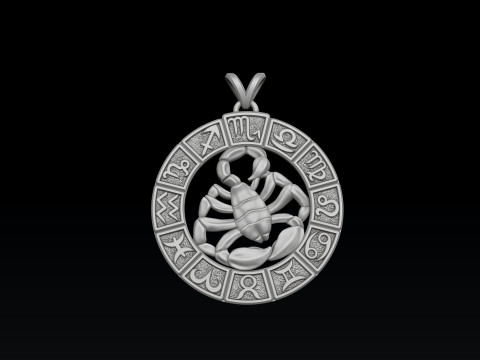 Horoscope Scorpion Pendant v2 3D print model 3D 프린트 모델