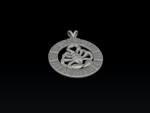 Horoscope Scorpion Pendant v2 3D print model 3D 프린트 모델