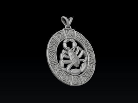 Horoscope Scorpion Pendant v2 3D print model 3D 프린트 모델