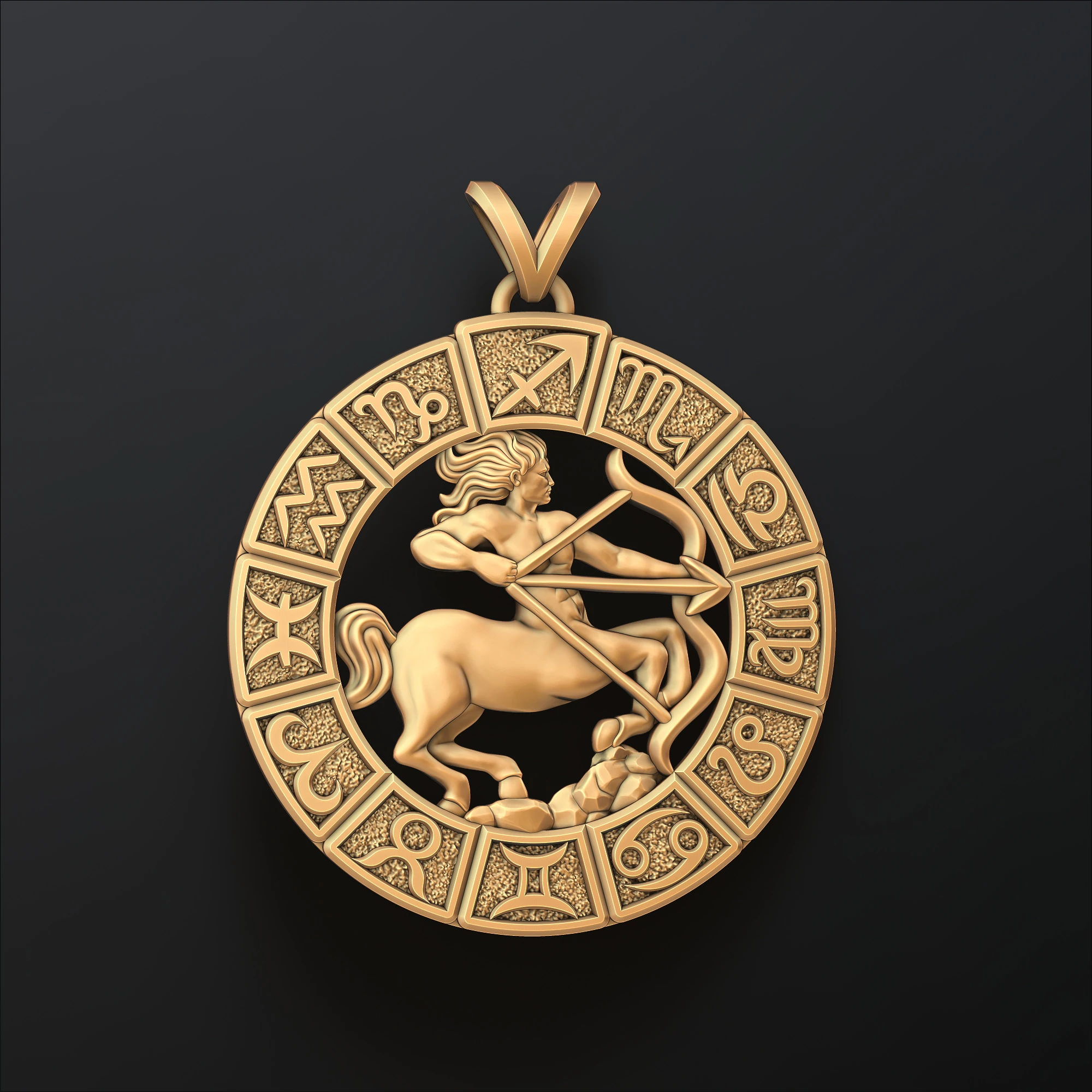 Horoscope Sagittarius Pendant v2 3D print model 3D Print Model .c4d .max .obj .3ds .fbx .stl .blend
