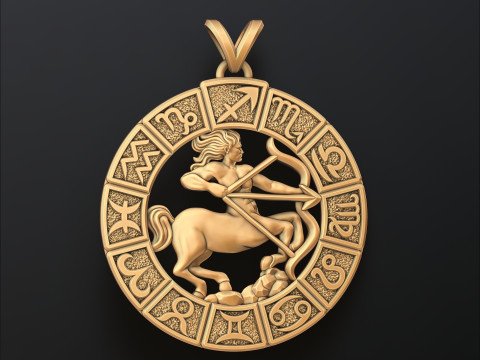 Horoscope Sagittarius Pendant v2 3D print model Model Cetak 3D