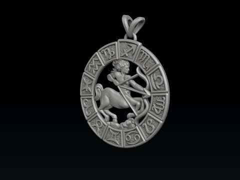 Horoscope Sagittarius Pendant v2 3D print model 3D 프린트 모델