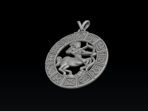 Horoscope Sagittarius Pendant v2 3D print model 3D 프린트 모델