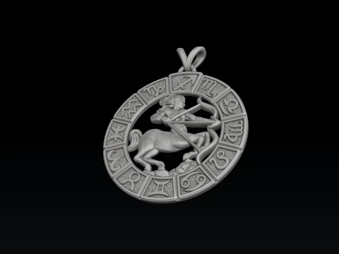 Horoscope Sagittarius Pendant v2 3D print model 3D Print Model