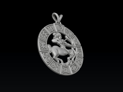 Horoscope Sagittarius Pendant v2 3D print model 3D 프린트 모델