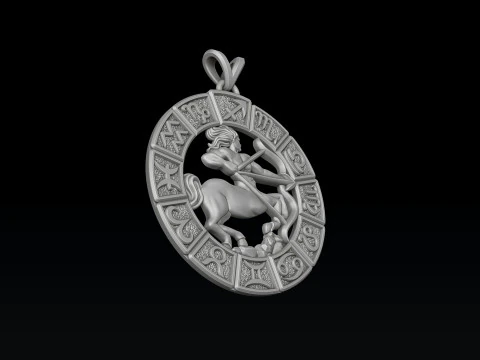 Horoscope Sagittarius Pendant v2 3D print model 3D Print Model
