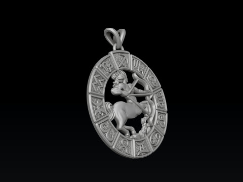 Horoscope Sagittarius Pendant v2 3D print model 3D 프린트 모델