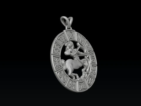Horoscope Sagittarius Pendant v2 3D print model 3D Print Model