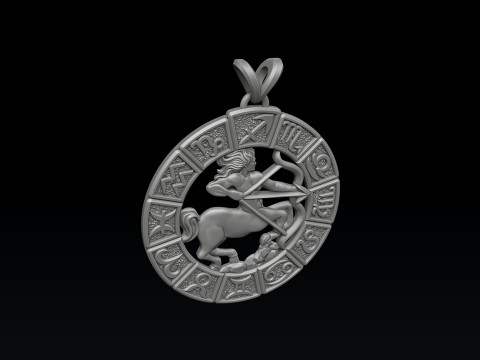 Horoscope Sagittarius Pendant v2 3D print model 3D 프린트 모델