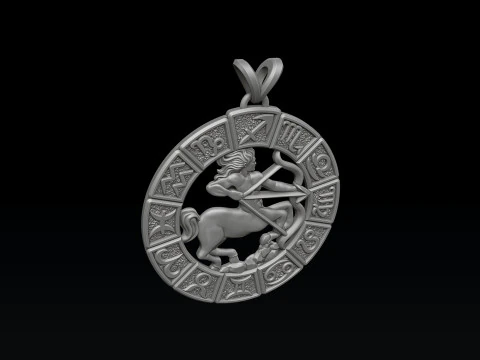 Horoscope Sagittarius Pendant v2 3D print model 3D Print Model