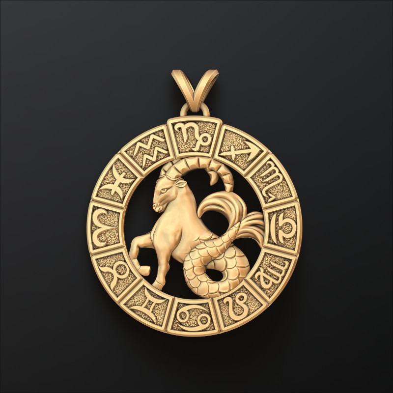 Horoscope Capricorn Pendant v2 3D print model Model do druku 3D .c4d .max .obj .3ds .fbx .stl .blend
