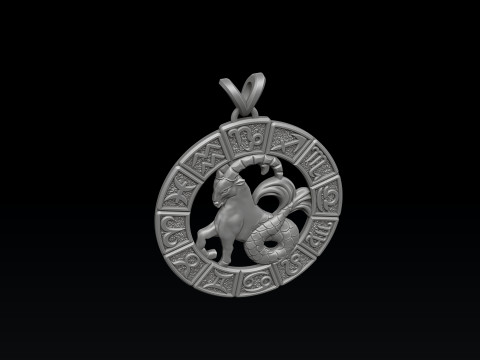 Horoscope Capricorn Pendant v2 3D print model Model do druku 3D
