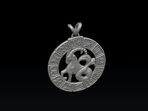Oroscopo Capricorno Pendente v2 Modello di stampa 3D Modello di stampa 3D