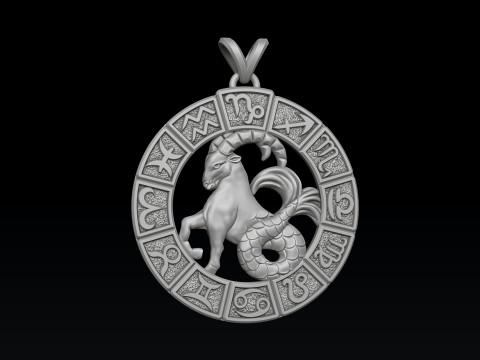 Horoscope Capricorn Pendant v2 3D print model Model do druku 3D