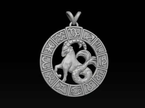 Oroscopo Capricorno Pendente v2 Modello di stampa 3D Modello di stampa 3D