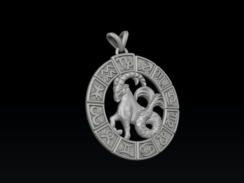 Horoscope Capricorn Pendant v2 3D print model Model do druku 3D
