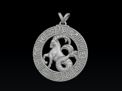 Horoscope Capricorn Pendant v2 3D print model Model do druku 3D