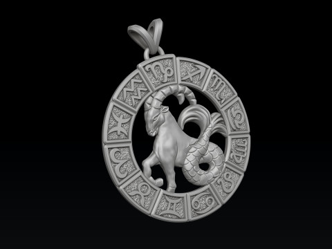Horoscope Capricorn Pendant v2 3D print model Model do druku 3D