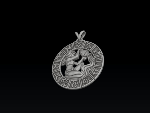 Horoscope Aquarius Pendant v2 3D print model 3D Print Model