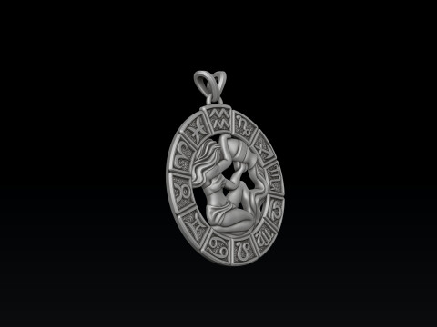 Horoscope Aquarius Pendant v2 3D print model 3D Print Model