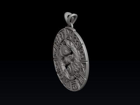 Horoscope Pisces Pendant v2 3D print model Modelo de impresión 3D