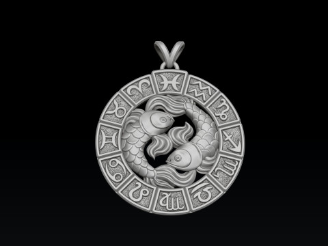 Horoscope Pisces Pendant v2 3D print model Modelo de impresión 3D