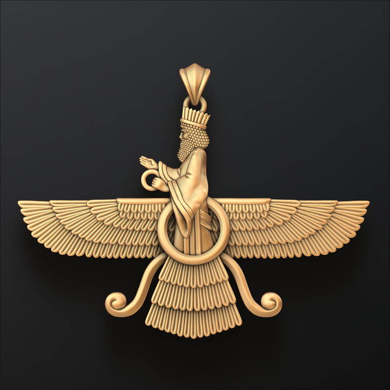 Faravahar Ahura Mazda Pendant 3D print model 3D Принт Модель .c4d .max .obj .3ds .fbx .stl .blend