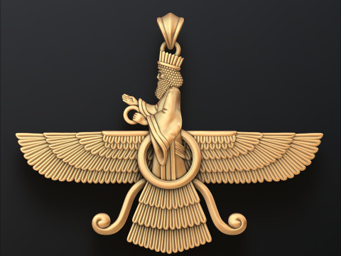 Faravahar Ahura Mazda Pendant 3D print model 3D प्रिंट मॉडल