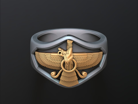 Faravahar Ahura Mazda Ring 3D print model 3D Print Model