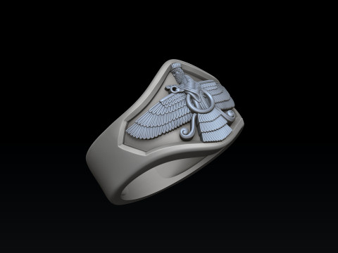 Faravahar Ahura Mazda Pendant Ring Collection 3D print model 3D 프린트 모델