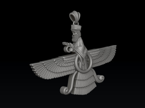 Faravahar Ahura Mazda Pendant Ring Collection 3D print model 3D 프린트 모델
