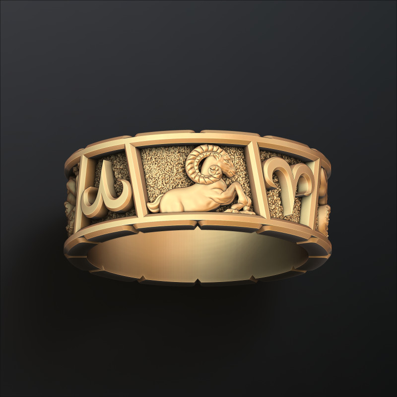 Horoscope Aries Ring v2 3D print model 3D प्रिंट मॉडल .c4d .max .obj .3ds .fbx .stl .blend