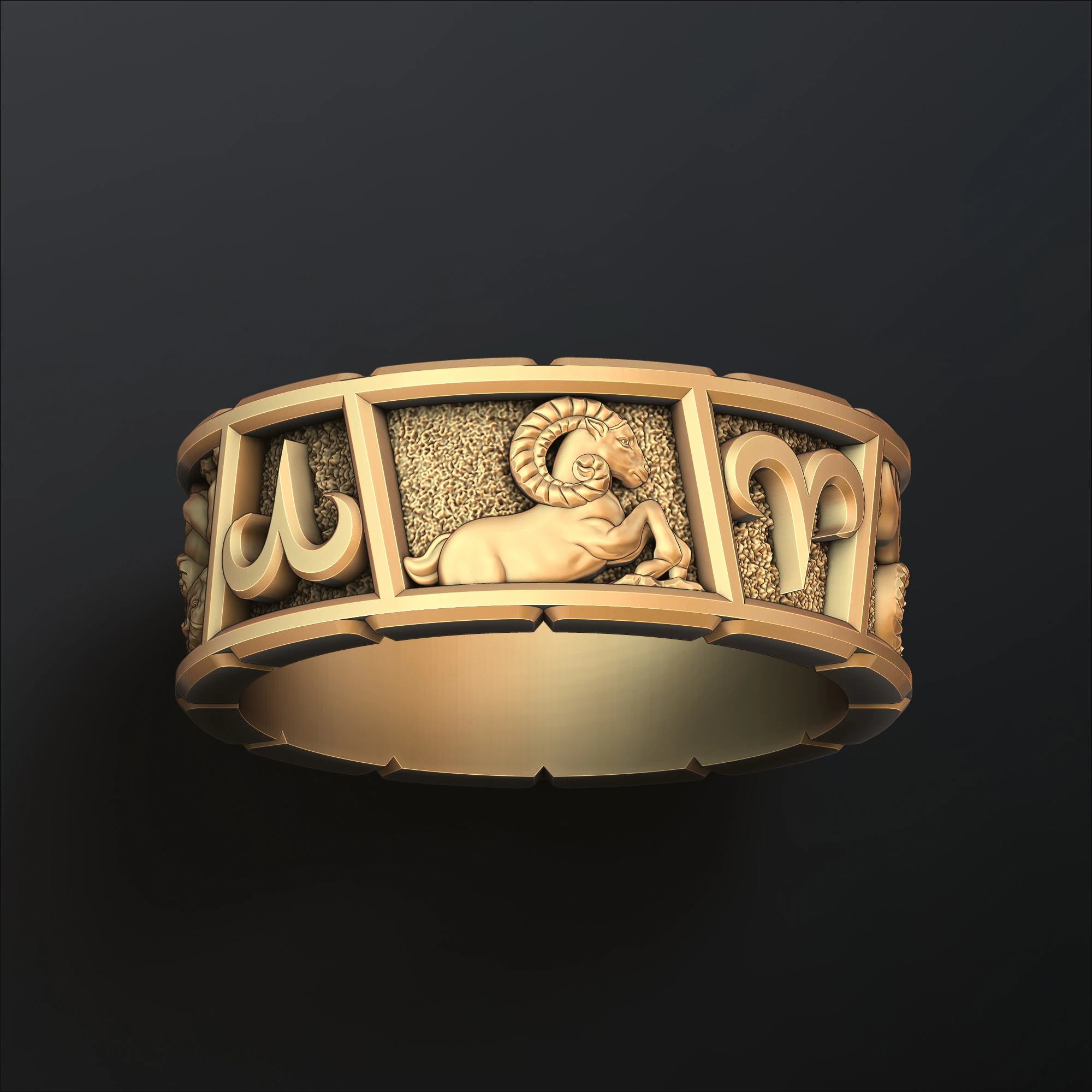 Horoscope Aries Ring v2 3D print model 3D Print Model .c4d .max .obj .3ds .fbx .stl .blend
