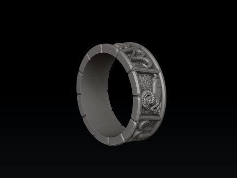 Horoscope Aries Ring v2 3D print model 3D प्रिंट मॉडल