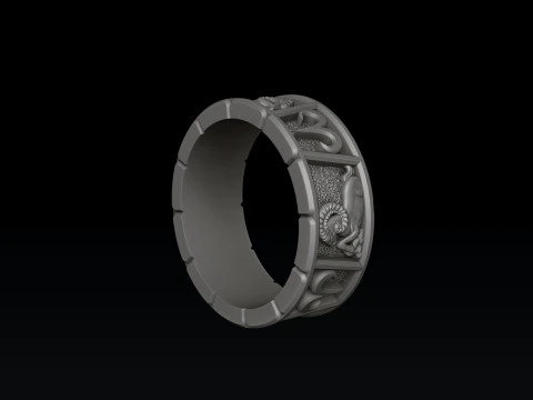 Horoscope Aries Ring v2 3D print model 3D Print Model